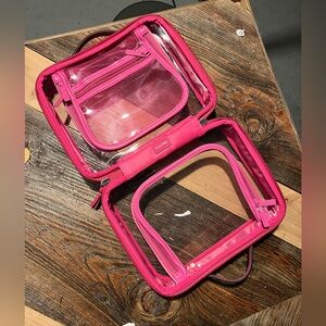 LIMITED EDITION HOT PINK Calpak Medium Clear Travel Toiletry Bag Cosmetics